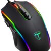 Gaming Mouse Wired, PICTEK 8 Programmable Buttons, RGB Backlit 7200 DPI Adjustable, Grip Ergonomic Optical PC Computer Gaming Mice with Fire Button