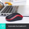 Logitech M185 Wireless Mouse, 2.4GHz with USB Mini Receiver, 12-Month Battery Life, 1000 DPI Optical Tracking, Ambidextrous PC/Mac/Laptop - Red