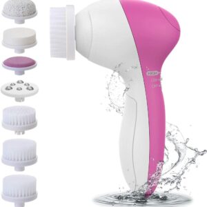 Facial Cleansing Brush,【2020 Upgraded】 Spin Brush PIXNOR Face Brush Waterproof 7 in 1 Portable Electric Exfoliator Facial Massager for All Skin Care