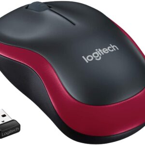 Logitech M185 Wireless Mouse, 2.4GHz with USB Mini Receiver, 12-Month Battery Life, 1000 DPI Optical Tracking, Ambidextrous PC/Mac/Laptop - Red