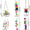 ESRISE 8 Pcs Bird Parrot Toys, Hanging Bell Pet Bird Cage Hammock Swing Toy Wooden Perch Mirror Chewing Toy for Small Parrots, Conures, Love Birds, Small Parakeets Cockatiels, Macaws (Muliti-A)