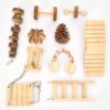 Hamster Chew Toys, Gerbil Rat Guinea Pig Chinchilla Chew Toys Accessories, Natural Wooden Dumbbells Exercise Bell Roller Teeth Care Molar Toy for Rabbits Bird Bunny