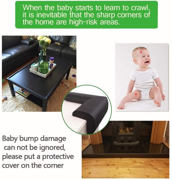 Fairy Baby Safety Baby Edge & Corner Guards Colorful Childproofing Protection(6.6ft Edge Guard+4 Corner Guards),Black