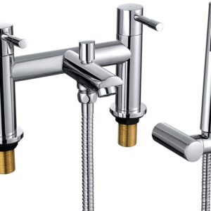 WasserRhythm Bath Taps with Shower Bathroom Tub Taps Dual Lever Mixers Monobloc Chrome Brass