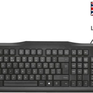 Trust Classicline Wired Full Size Keyboard for PC and Laptop, UK Layout - Black