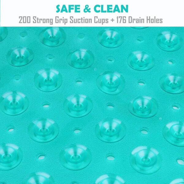HmiL-U Non Slip Bath Mat | 30% Extra Long Bath Mat | Bathtub Mat | Shower Mat with 200 Suction Cups,40.5 x 101cm/16 x 40 in (Transparent Green)