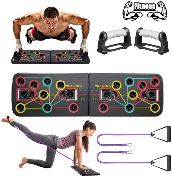 BAISIQI Push Up Board, 13 in 1 Home Fitness Equipment Muscle Board, Multifunction Gym Press Up Board, Body Building Exercise Tools for Men and Women