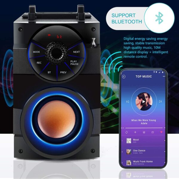 TAMPROAD Portable Bluetooth Speakers with Subwoofer Rich Bass Wireless Outdoor/Indoor Party Speakers Powerful Speaker Support Remote Control FM Radio for Phone Computer PC Home TV