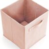 EZOWare Set of 6 Foldable Cube Storage Box, Organiser Basket Containers with Handles, for Home Office Nursery Organisation, 26.7 x 26.7 x 27.8 cm - Pale Dogwood