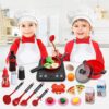 Anpro 32Pcs Kitchen Set,Toy Kitchen Accessories Pretend Play with Simulation Induction Cooker,Pots and Pans,Detachable Fruits Vegetables etc,Great Learning Gift for Toddlers Baby Girls Boys