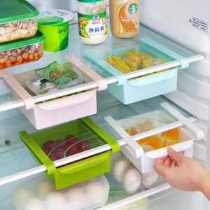 HapiLeap Plastic Kitchen Refrigerator Fridge Storage Rack Freezer Shelf Holder Kitchen Space Saver Organization (4Pcs)