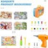 Lidasen Electric Drill Puzzle Take Apart Toys, 2D & 3D Creative Pegboard Educational Toys with Electric Drill Screwdrivers Spanner, Animal Cards Construction Set for Children Age 3+