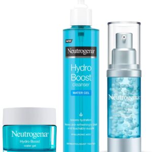 Neutrogena Hydro Boost Series, 3-Step Facial Regime, Hydration Starter Set and Skin Care Kit (Cleanser + Moisturiser + Booster), Saving Bundle