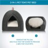 Bedsure Pet Tent Cave Bed for Cats/Small Dogs - 38x38x38cm 2-In-1 Cat Tent/Cat Bed House with Removable Washable Cushion Pillow - Microfiber Indoor Outdoor Pet Beds, Dark Grey