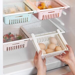 HapiLeap Retractable Drawer Organizer, Keep Tidy Shelf Organiser for Vegetables and Fruits (4 Pcs)