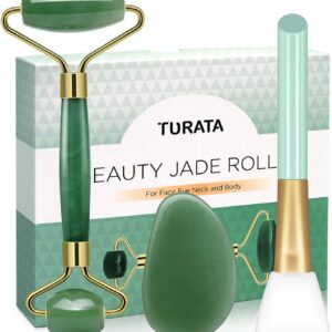 Jade Roller Gua Sha Scrapping Tool Set, TURATA Skin Care Solution for Anti-Wrinkle, Anti-Aging, Rejuvenates Face and Neck Skin, Skin Tightening, Cheeks Slimmer