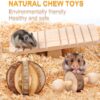 Hamster Chew Toys, Gerbil Rat Guinea Pig Chinchilla Chew Toys Accessories, Natural Wooden Dumbbells Exercise Bell Roller Teeth Care Molar Toy for Rabbits Bird Bunny