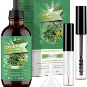 Castor Oil for Hair Growth Eyelashes(118ml),100% Pure&Natural Black Castor Oil,Cold Pressed Castor Oil for Eyelashes,Hair Growth,Beard,Body,Face, skin Care,Healthy Nails