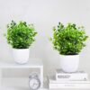 Maustic Artificial Plants Mini Plastic Eucalyptus Plants Fake Green Plant for Office Home Garden Decor Artificial Plants with flower pot