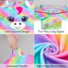 Basumee Unicorn Stuffed Animal Storage Bean Bag Chair Cover 61x61cm Large Super Soft Warm Fleece Unicorn Beanbag Cover