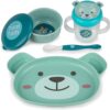 TUM TUM Baby Dinner Set for Weaning, Baby Weaning Set inc. Baby Suction Plate, Bowl, Spoon & Sippy Cup (Boris Bear)