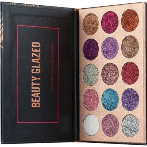 Beauty Glazed 15 Colors Glitter Eyeshadow Palette Shimmer Ultra Pigmented Makeup Eye Shadow Powder Long Lasting Waterproof