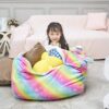 Basumee Unicorn Stuffed Animal Storage Bean Bag Chair Cover 61x61cm Large Super Soft Warm Fleece Unicorn Beanbag Cover