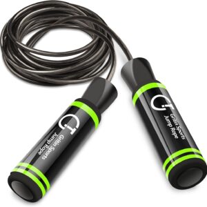 Gritin Skipping Rope, Speed Jump Rope Soft Memory Foam Handle Tangle-free Adjustable Rope & Rapid Ball Bearings Fitness Workouts Fat Burning Exercises Boxing - Spare Rope Length Adjuster Included.