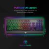 Gaming Keyboard UK, VicTsing Ultra-Slim All-Metal Frame USB Wired Keyboard with Comfortable Wrist Rest, Rainbow LED, 12 Multimedia Shortcut Keys, 19-Key Anti-Ghosting Easy Connect to Laptop, PC etc.