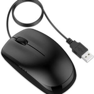 JETech 0776- 3-Button Wired USB Optical Mouse- Black