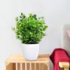 Maustic Artificial Plants Mini Plastic Eucalyptus Plants Fake Green Plant for Office Home Garden Decor Artificial Plants with flower pot