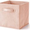 EZOWare Set of 6 Foldable Cube Storage Box, Organiser Basket Containers with Handles, for Home Office Nursery Organisation, 26.7 x 26.7 x 27.8 cm - Pale Dogwood