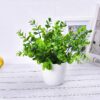 Maustic Artificial Plants Mini Plastic Eucalyptus Plants Fake Green Plant for Office Home Garden Decor Artificial Plants with flower pot