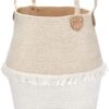 La Jolíe Muse Storage Basket Large, Cotton Rope Belly Basket, Woven Laundry Basket Blanket Organizer for Baby Kids Home Decor Gift 40 x 38 CM