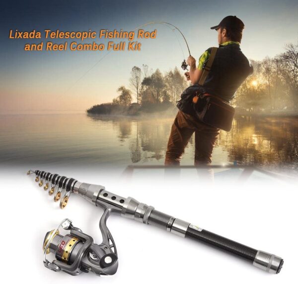 Lixada Telescopic Fishing Rod and Reel Combo Full Kit Spinning Fishing Reel Gear Pole Set with 100M Fishing Line,Fishing Lures,Fishing Hooks Jig Head, Fishing Carrier Bag Case
