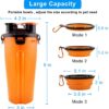 MATT SAGA Portable Pet Water Bottle and Food Container for Travel 2-in-1 Dual Chamber Bottle with 2 Collapsible Bowls Dogs Cats Feeder Water Food Bottle Outdoor Travel (Orange)