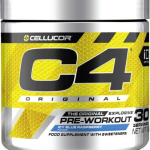 C4 Original Pre Workout Powder Icy Blue Razz | Preworkout Energy Drink Supplement | 150mg Caffeine + Beta Alanine + Creatine Monohydrate | 30 Servings