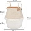 La Jolíe Muse Storage Basket Large, Cotton Rope Belly Basket, Woven Laundry Basket Blanket Organizer for Baby Kids Home Decor Gift 40 x 38 CM