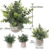 ilauke Set of 3 Mini Potted Artificial Plants Plastic Eucalyptus Plants Faux Rosemary Plants for Home Garden Office Desk Shower Room Decoration