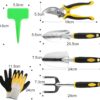 BelleStyle Garden Tools Set, 5 Piece Gardening Kit Stainless Steel Heavy Duty Indoor and Outdoor Hand Planting Kit with Plant Labels, Gloves, Pruner, Rake, Transplant Trowel and Trowel for Gardener