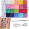 FunPa Glass Seed Beads, 4mm 3300PCS Pony Beads Mini Handmade Beads Seed Bead Set Mini 24-Grid DIY Craft Bead with Rope for Jewelry Making DIY Crafting