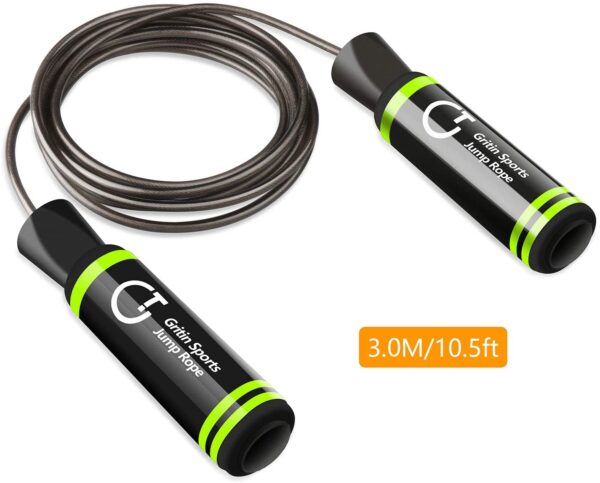 Gritin Skipping Rope, Speed Jump Rope Soft Memory Foam Handle Tangle-free Adjustable Rope & Rapid Ball Bearings Fitness Workouts Fat Burning Exercises Boxing - Spare Rope Length Adjuster Included.