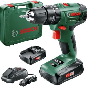 Bosch 06039A3371 PSB 1800 LI-2 Cordless Combi Drill with Two 18 V Lithium-Ion Batteries, Green