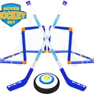 TwobeFit Hover Hockey Set, with 2 Goals Kids Toys - Air Power Training Ball Playing Hockey Game Indoor Outdoor Training Toys Sports for Boys Girls