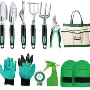 DEWINNER Garden Tool Set, Hand Tool Gift Kit, Outdoor Gardening transplanting for Gardener, with heavy duty hold bag for storage