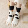 Cat Claw Socks, 6 Pair Slipper Sock Winter Fluffy Socks Women Bed Socks Fleece Fuzzy Cosy Warm Slipper Socks for Ladies Winter Multipack Gifts for Women (Cat Claw, 6)