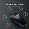 Wired Mouse, Jelly Comb Optical Gaming Mice with Silent Clicking and RGB Backlight for PC Computer Laptop, 1600 DPI, Black