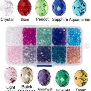 Bingcute 6mm Wholesale Briolette Crystal Glass Beads Finding Spacer Beads Faceted #5040 Briollete Rondelle Shape Assorted Colors With Container Box (500pcs) (6mm)