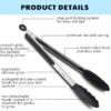 iNeibo Kitchen Premium Silicone Tongs - Pack of 2, 9"and 12" - Non-slip & Easy Grip Stainless Steel Handle - Smart Locking Clip - Heat Resistant, Food Grade - Handy Utensil For Cooking, Serving, Barbecue, Buffet, Salad, Ice, Oven (Black)