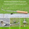 Manual Weeder Tool, Stainless Manual Weed Puller Bend-Proof with Smooth Natural Wood Handle, Premium Hand Weeding Tools for Garden